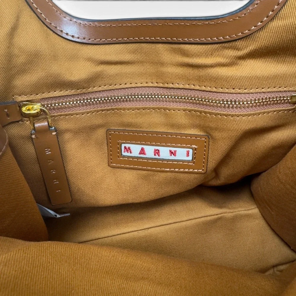 Marni Marcel Medium Raffia Tote Bag Tan  Fringe Rope Handle Raffia Leather $995